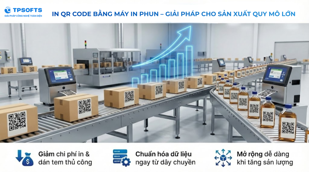 In QR Code bằng máy in phun kết nối phần mềm TPCHECK